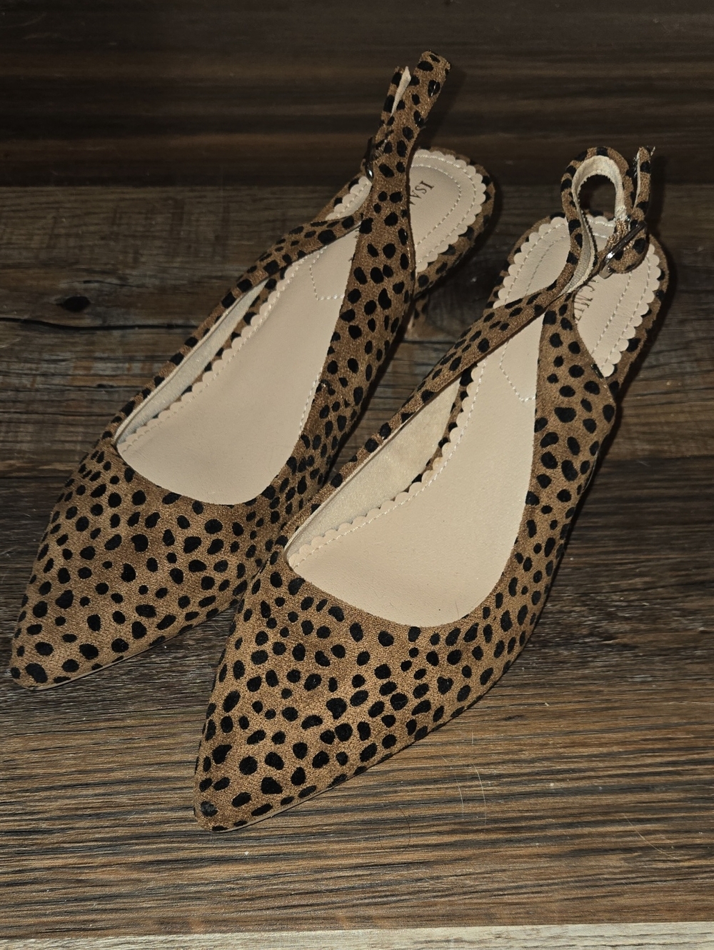 Isaac Mizrahi Leopard Print Slingback Pointed Flats - Brown/Black